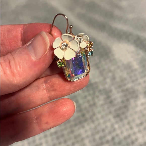 Betsey Johnson Iridescent Crystal Floral Drop Earrings - Women Jewelry - Picture 2 of 2